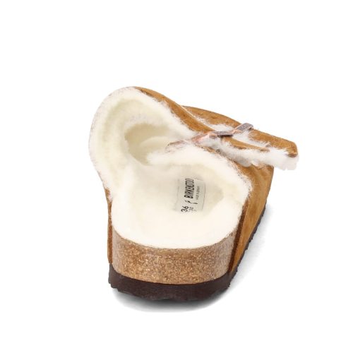 1001 135 N Womens Birkenstock Arizona Shearling Lined Sandal Narrow Width Mink 4