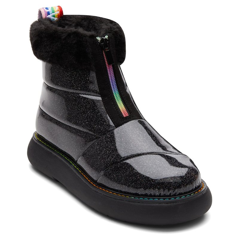 10018678 Womens Toms Mallow Puffer Cuff Boot Black Rainbow