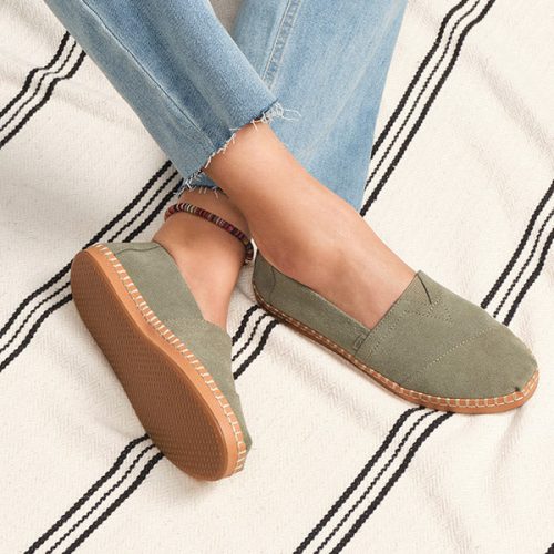 10020184 Womens Toms Alpargata Vetiver Suede Leather Wrap Slip On Grey Suede 6