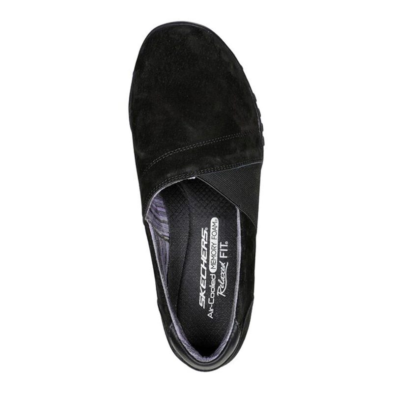 100377 BBK Womens Skechers Relaxed Fit Breathe Easy Kindred Slip On Black 5