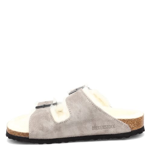 1017 403 N Womens Birkenstock Arizona Shearling Lined Sandal Narrow Width Stone 3