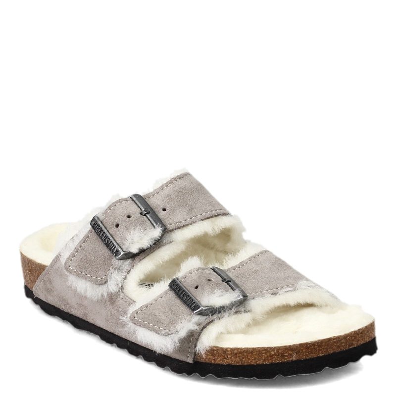 1017 403 N Womens Birkenstock Arizona Shearling Lined Sandal Narrow Width Stone b0b5d88c 81c7 4930 b03d dd9075e0a726