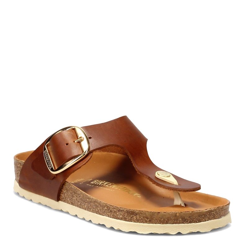 1018745 R Womens Birkenstock Gizeh Big Buckle Sandal Regular Width Cognac