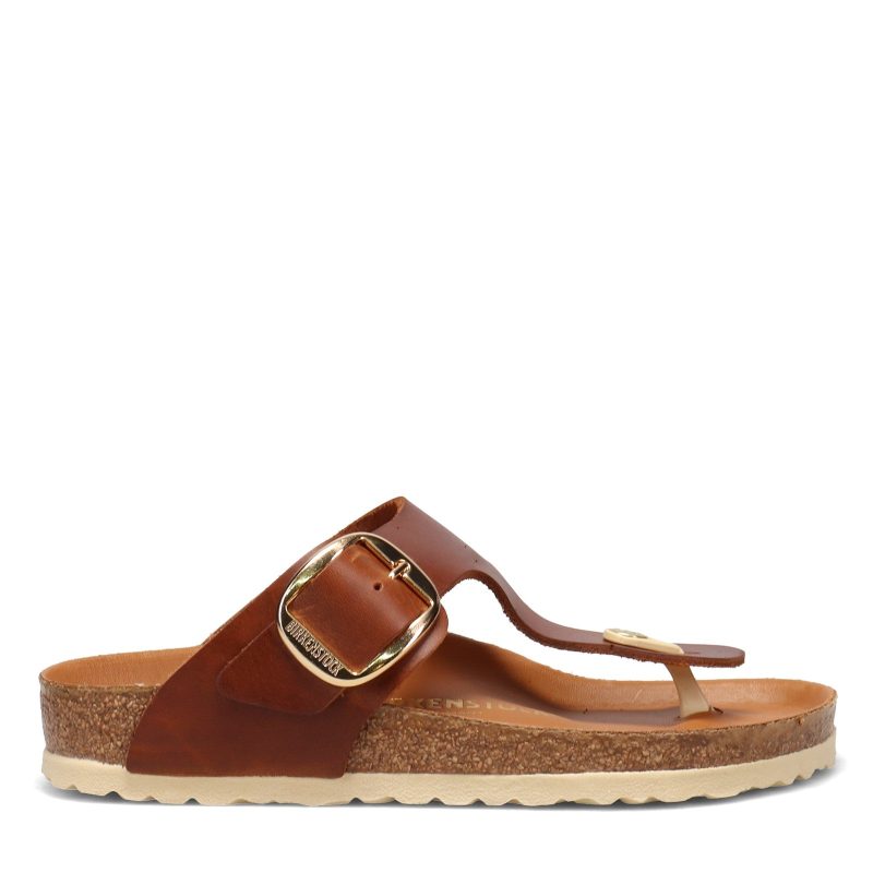 1018745 R Womens Birkenstock Gizeh Big Buckle Sandal Regular Width Cognac 1 74537b04 c8f5 4770 94a5 f2412aee2f58