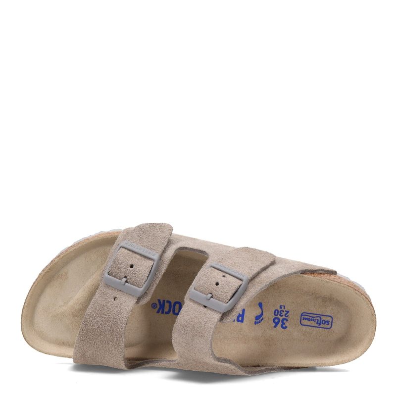 1020 557 N Womens Birkenstock Arizona Soft Footbed Sandal Narrow Width Stone 5