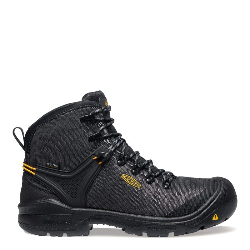 1025692 Mens Keen Utility Dearborn 6in Waterproof Comp Toe Work Boot Black Steel Grey 1