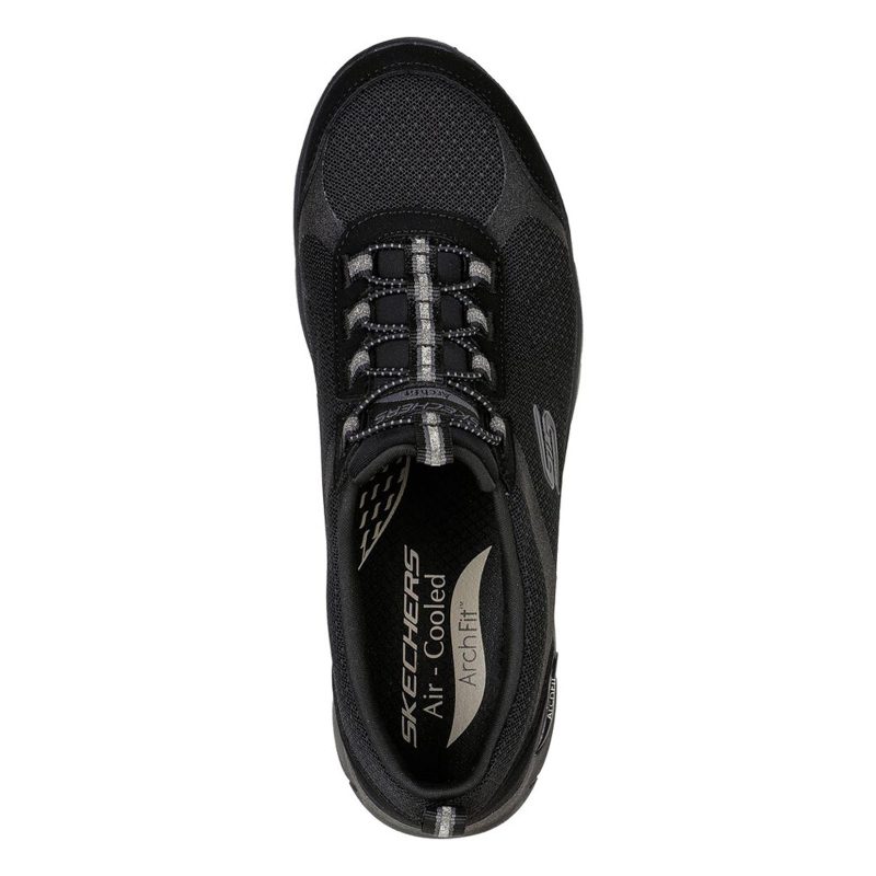 104165 BBK Womens Skechers Arch Fit Refine Her Best Sneaker Black Black 3