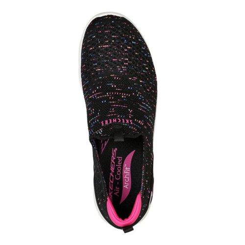 104277 BKMT Womens Skechers Arch Fit Refine All Heart Slip On Black Multi 3