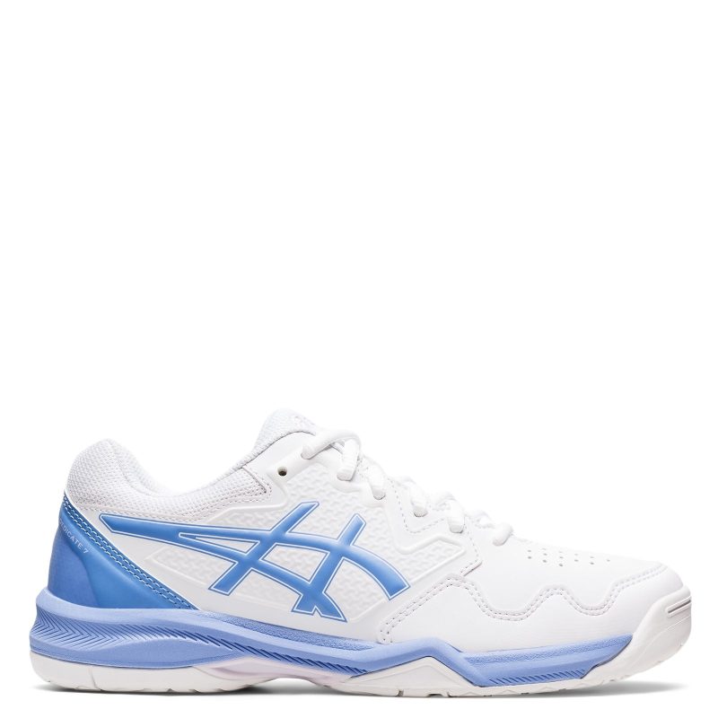 1042A167102 Womens Asics Gel Dedicate 7 Tennis Shoe White Cornflower Blu 1