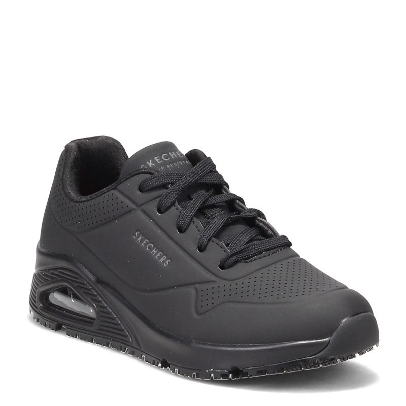 108021 Blk Womens Skechers Relaxed Fit Uno Sr Work Shoe Black