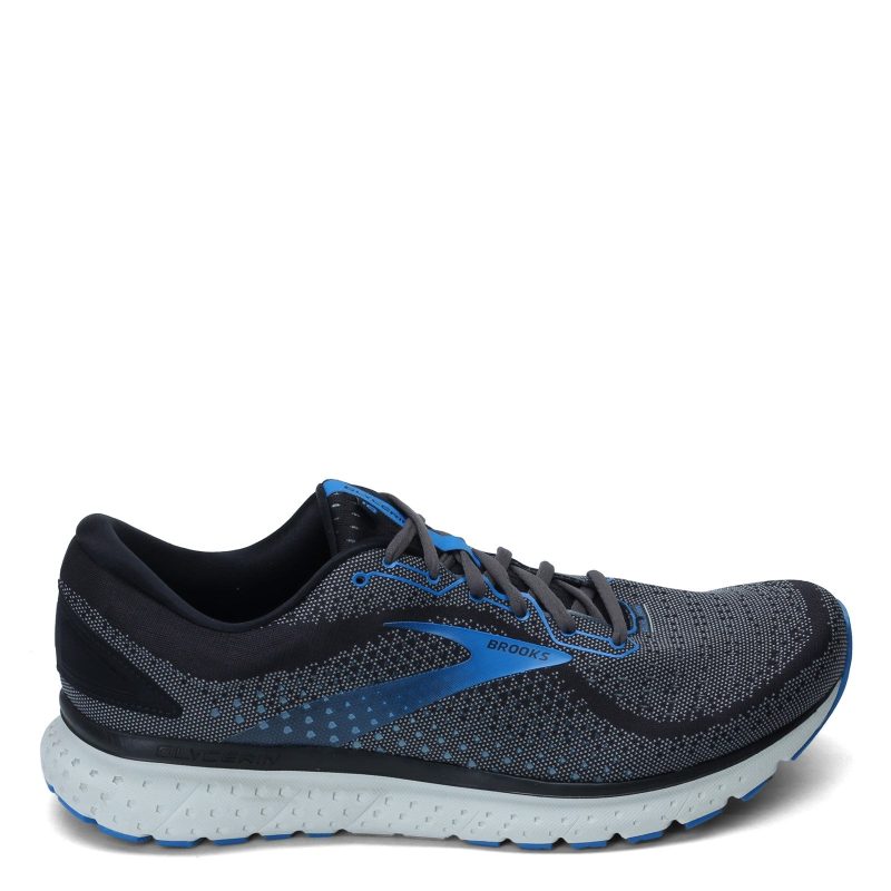 110329 2 E 064 Mens Brooks Glycerin 18 Running Shoe Wide Width Black Blue 1