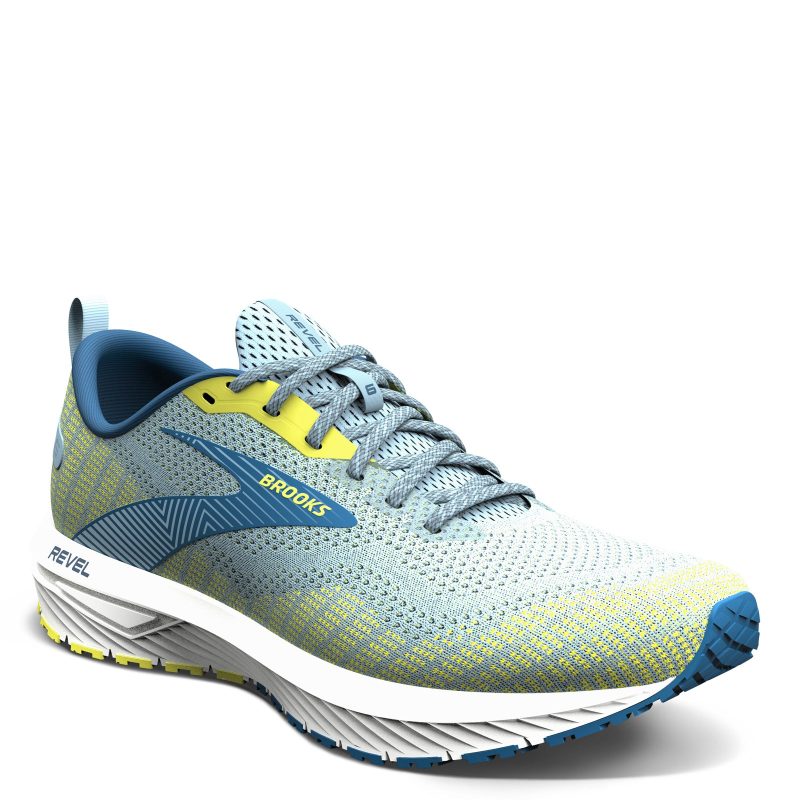 110398 1D 437 Mens Brooks Revel 6 Running Shoe Light Blue Nightlife