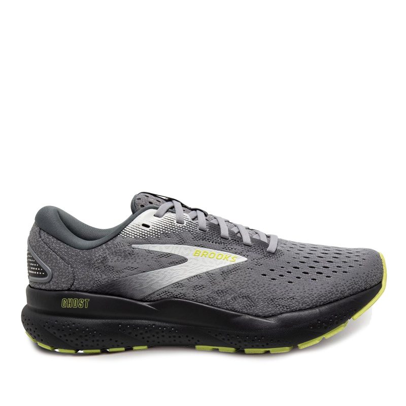 110418 4E 043 Mens Brooks Ghost 16 Running Shoe Extra Wide Width Primer Grey Lime 1