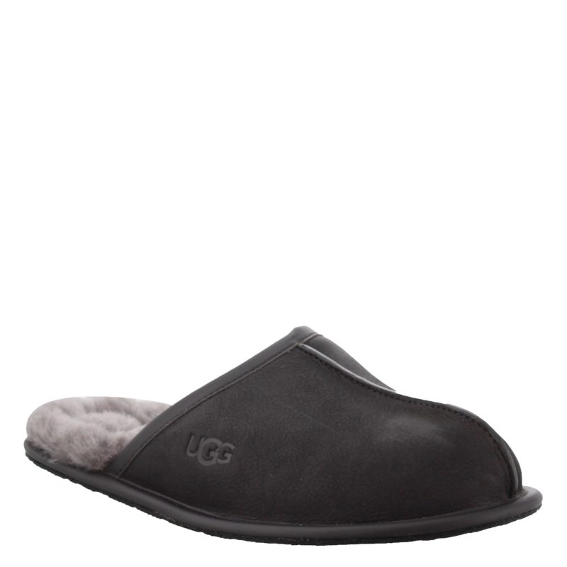 1108192 Blk Mens Ugg Scuff Slipper Black Leather