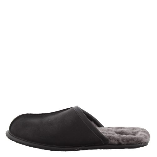 1108192 Blk Mens Ugg Scuff Slipper Black Leather 3