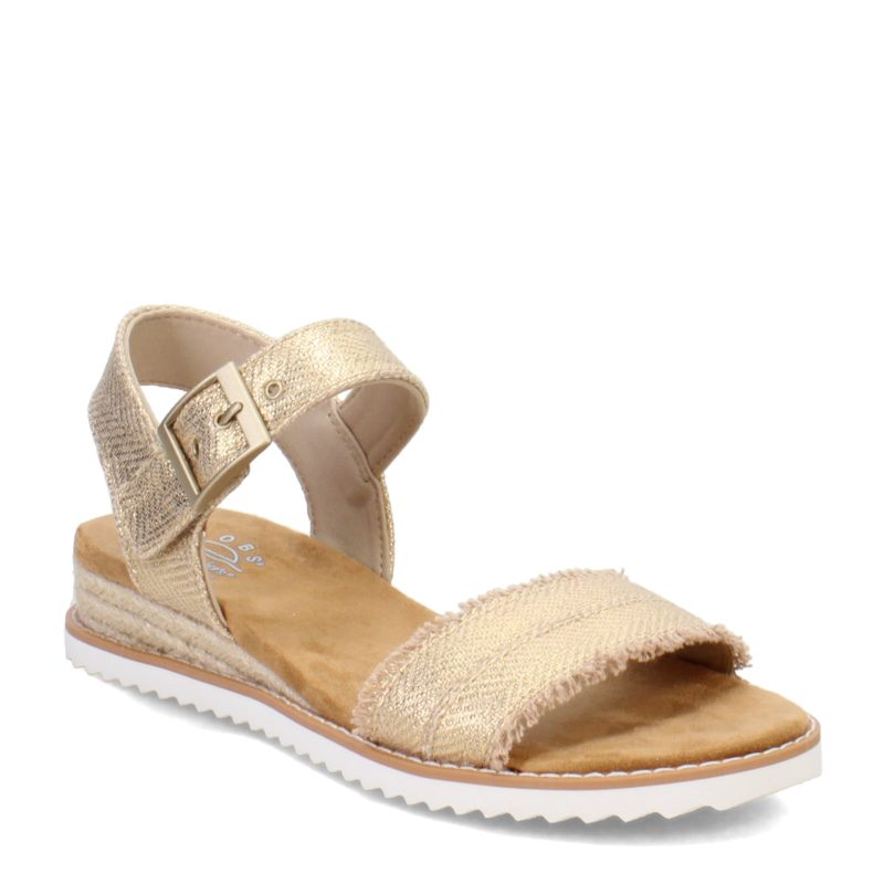 114131 CHMP Womens Skechers Bobs Desert Kiss Gold Crush Sandal Champagne