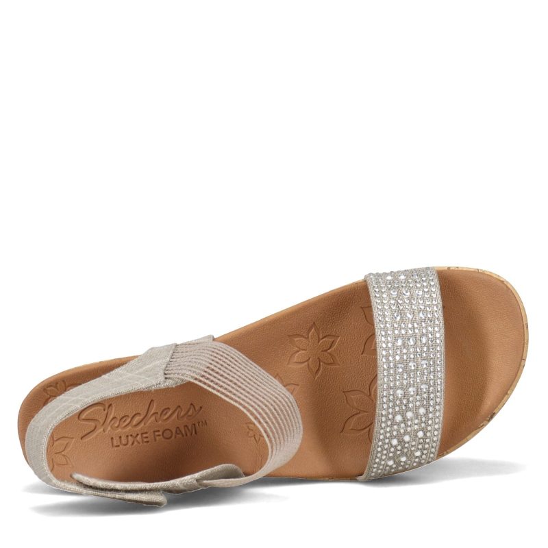 119084 Tpe Womens Skechers Beverlee Pretty Chic Sandal Taupe 5