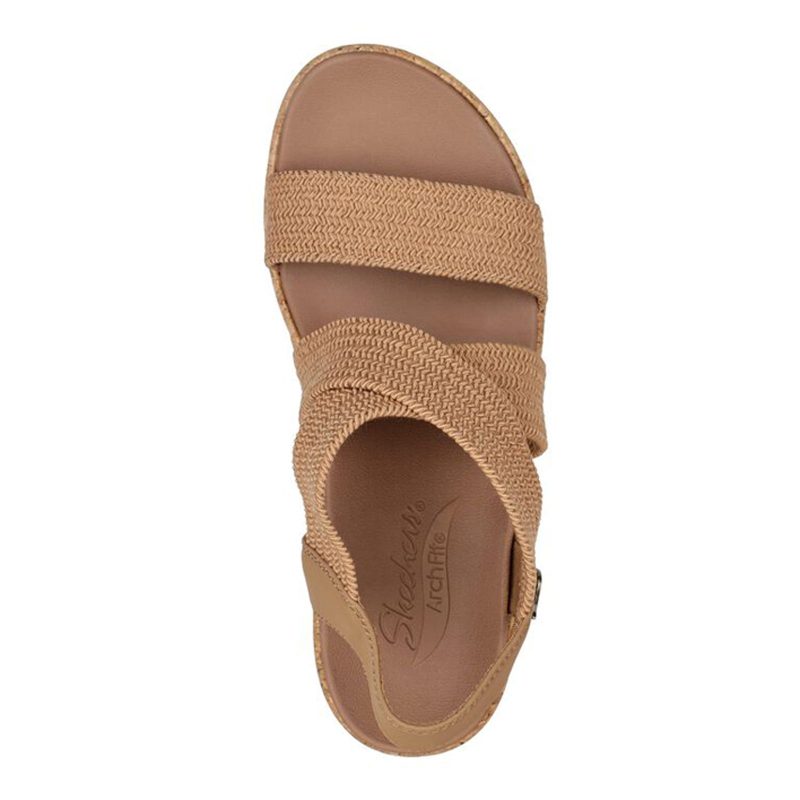 119260 TAN Womens Skechers Arch Fit Beverlee Love Stays Sandal Tan 3