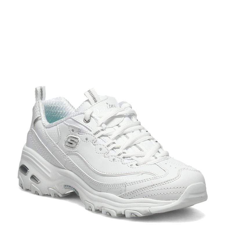 11931 Wsl Womens Skechers D Lites Fresh Start Sneaker White Silver