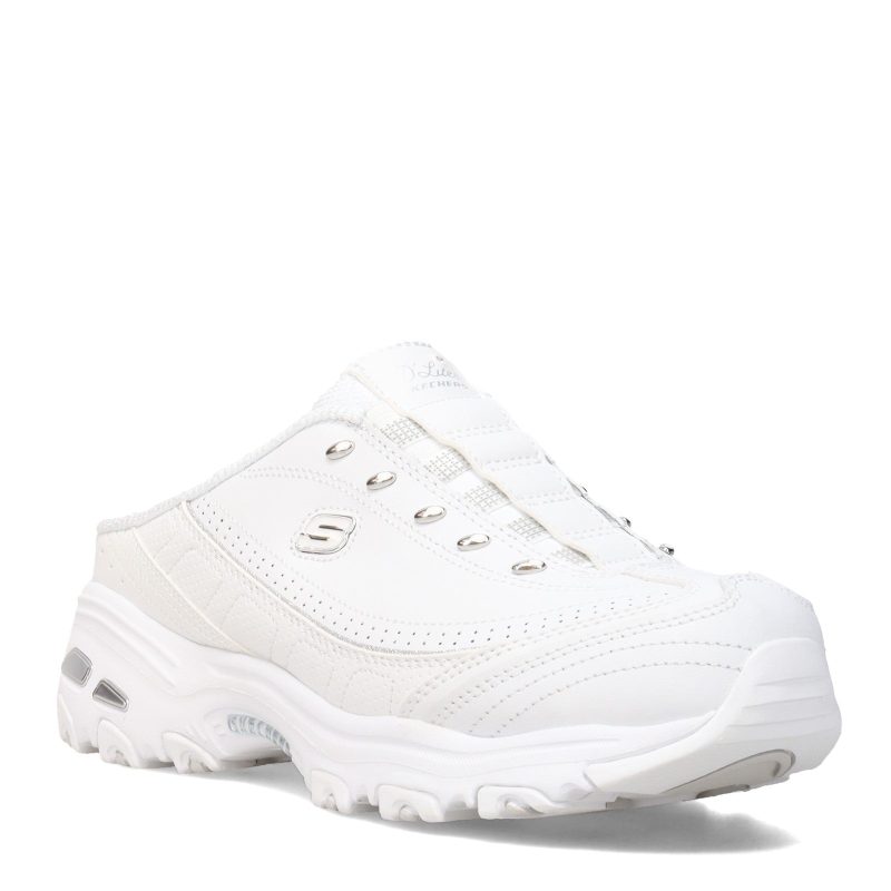 11933 WSL Womens Skechers Dlites Bright Sky Sneaker White Silver