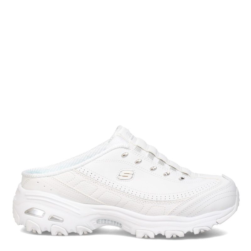 11933 WSL Womens Skechers Dlites Bright Sky Sneaker White Silver 1