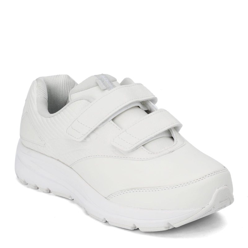 120309 2 E 142 Womens Brooks Addiction Walker V Strap 2 Walking Shoe Extra Wide White