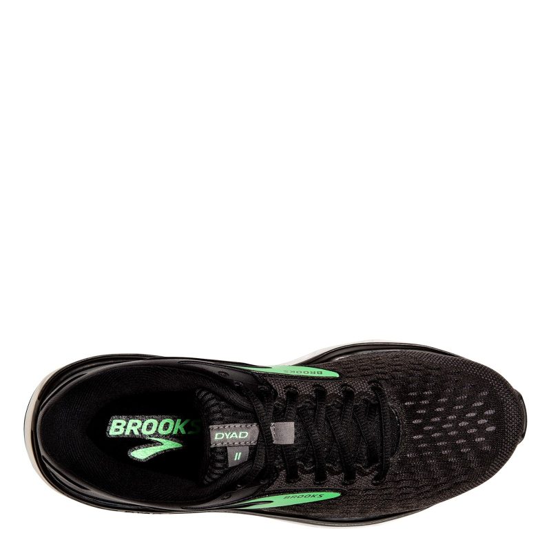 120312 1 B 082 Womens Brooks Dyad 11 Running Shoe Black Green 5