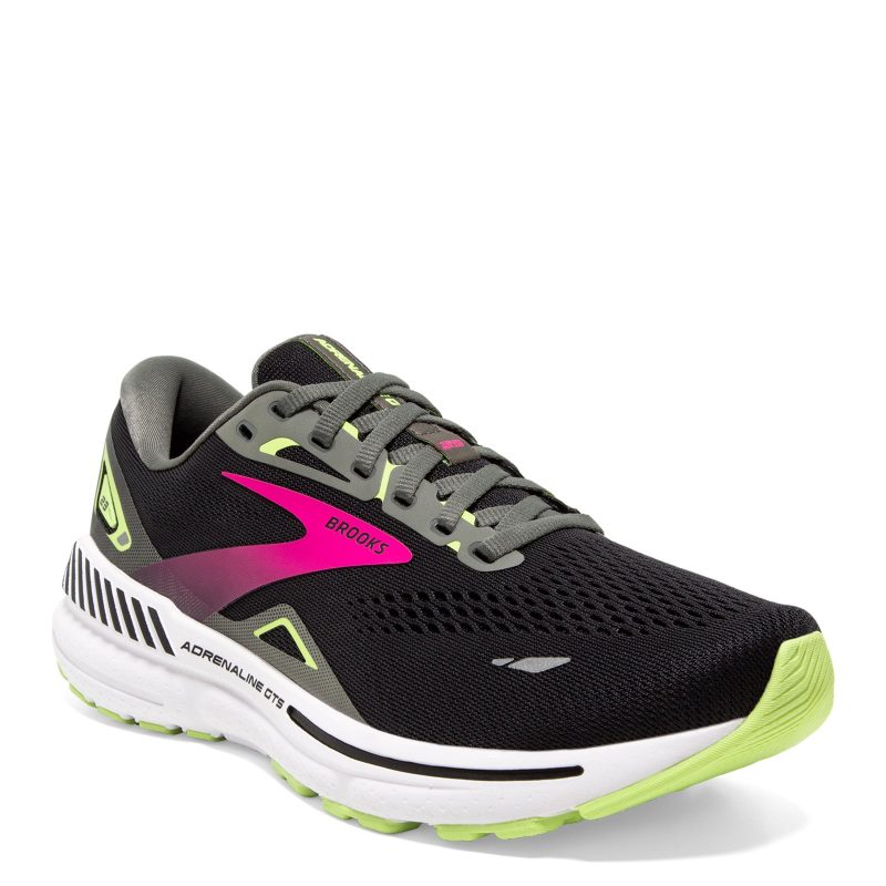 120381 1B 037 Womens Brooks Adrenaline Gts 23 Running Shoe Black Pink Green 57b5a63d aa80 4e3b bc6a b8cd05370cf3