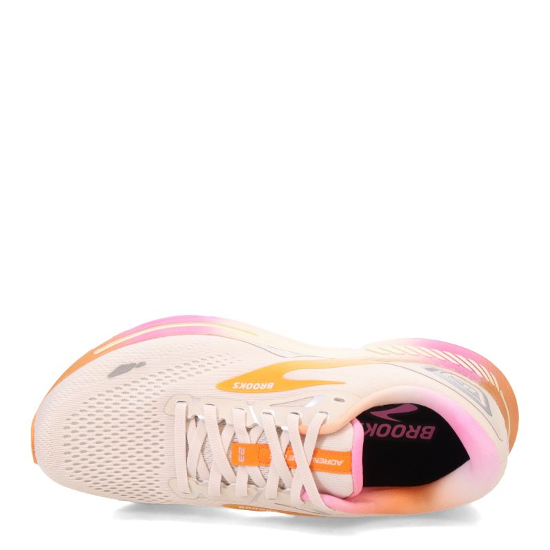 120381 1B 117 Womens Brooks Adrenaline Gts 23 Running Shoe White Sand Sunset Fuchsia 5