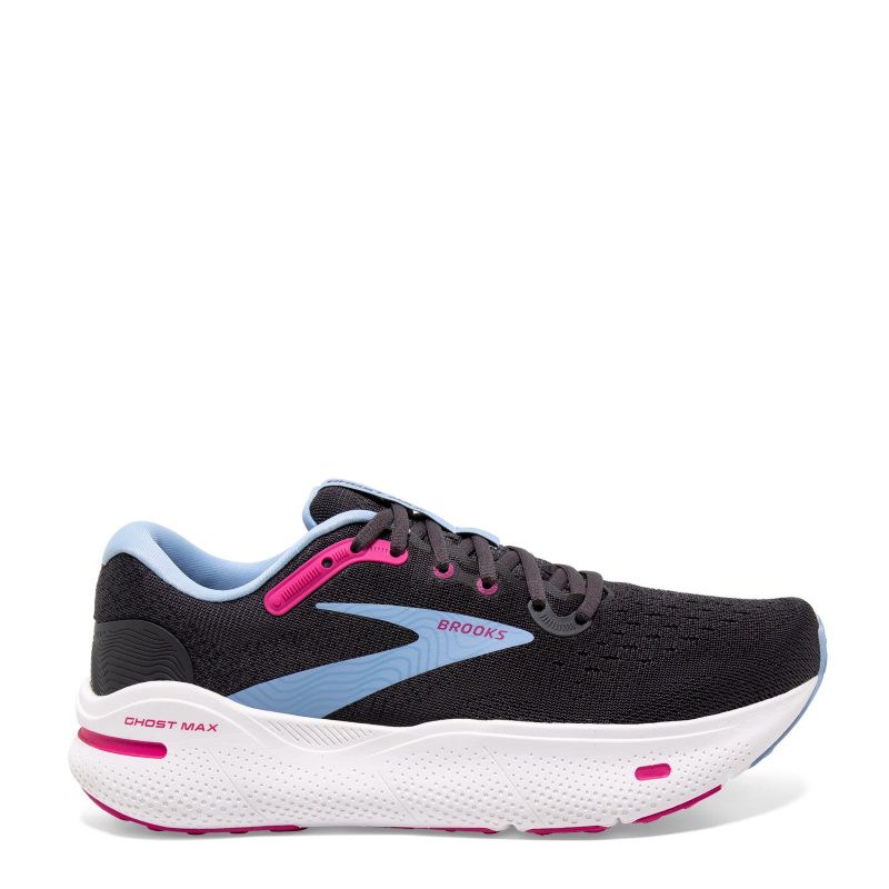 120395 2E 082 Womens Brooks Ghost Max Running Shoe Extra Wide Width Ebony Grey Lilac 1