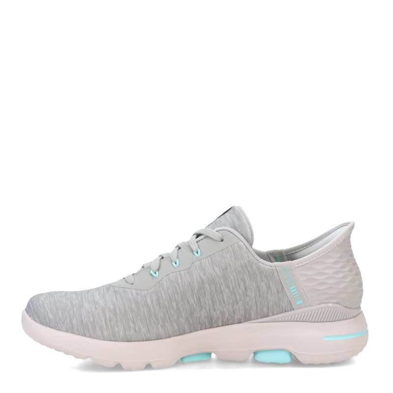 123085 GYAQ Womens Skechers Slip Ins Go Golf Walk 5 Slip Ins Sneaker Grey Aqua 3