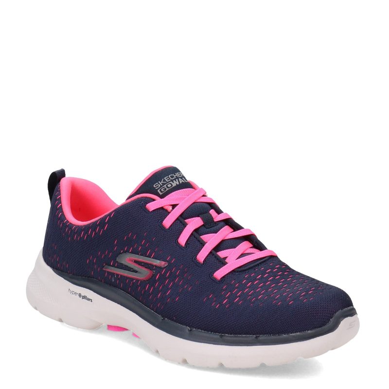 124524 NVHP Womens Skechers Go Walk 6 Adora Walking Shoe Navy Pink