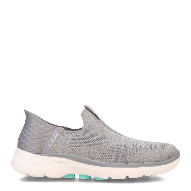 124569 GRY Womens Skechers Slip Ins Go Walk 6 Fabulous View Sneaker Grey 1