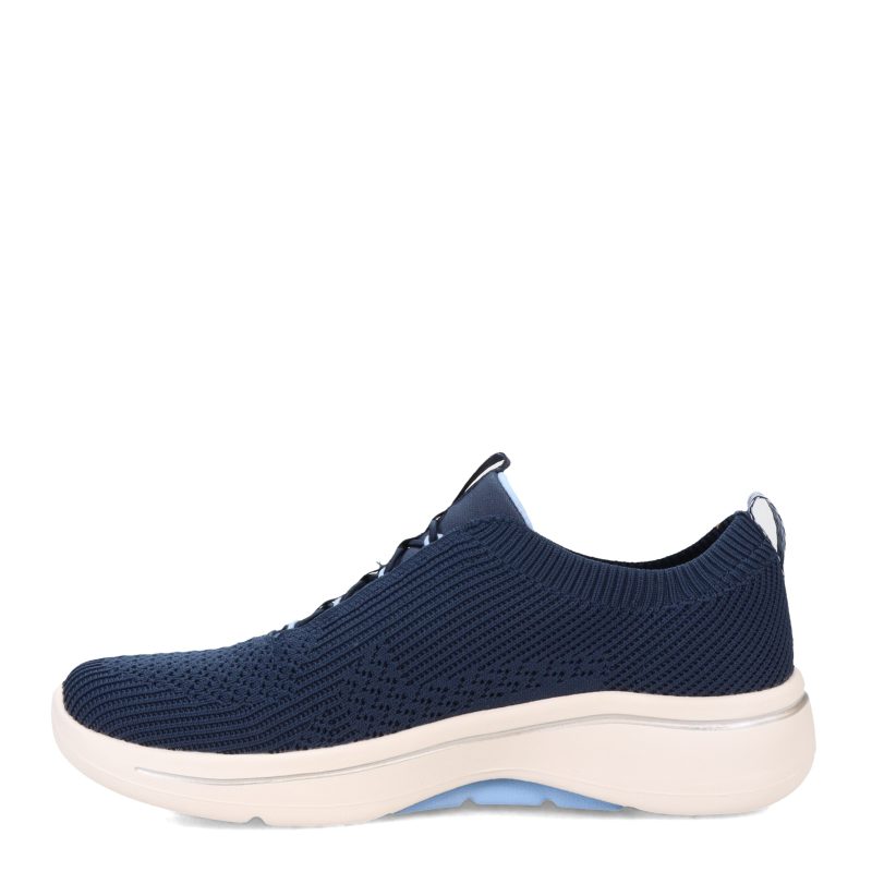 124882 NVLB Womens Skechers Go Walk Arch Fit Crystal Waves Sneaker Navy 3