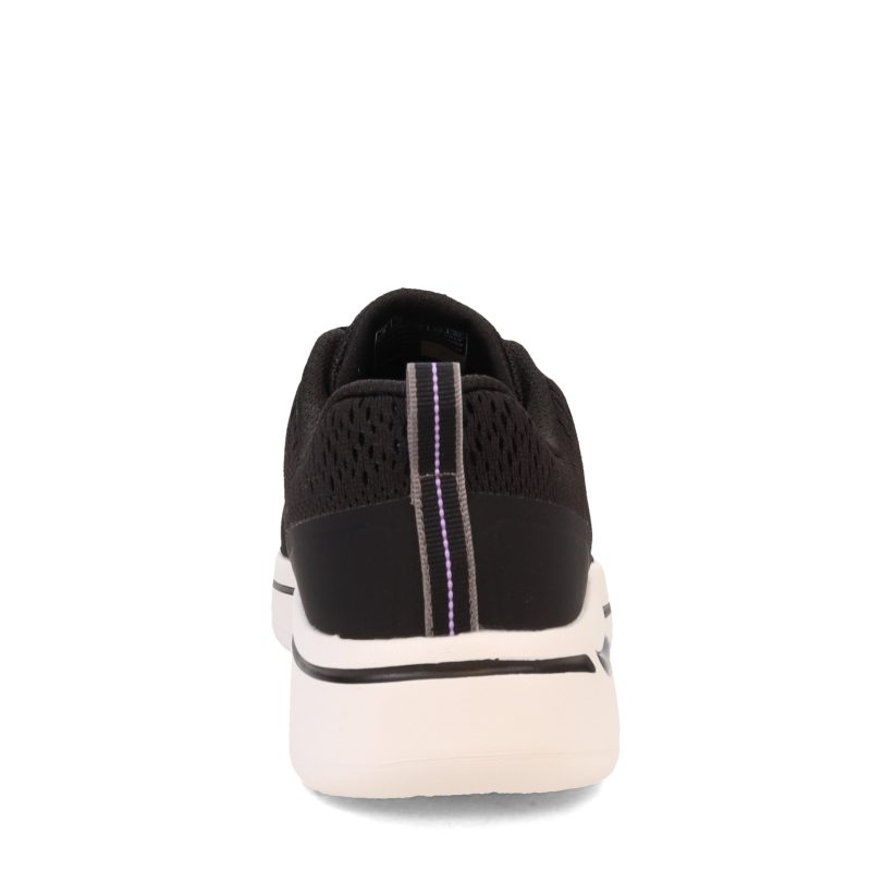 124887 BKLV Womens Skechers Go Walk Arch Fit Uptown Summer Sneaker Black White Purple 4