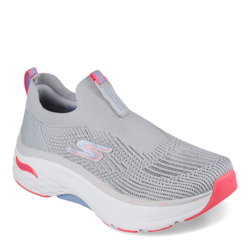 128307 GYPK Womens Skechers Max Cushioning Arch Fit Myrona Sneaker Grey Pink