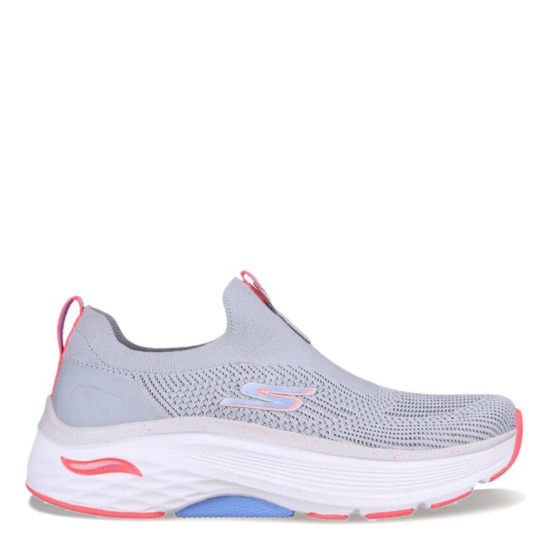 128307 GYPK Womens Skechers Max Cushioning Arch Fit Myrona Sneaker Grey Pink 1