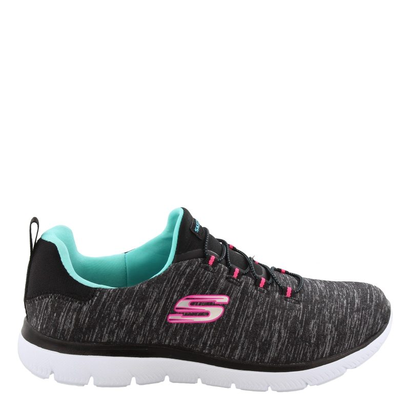 12983W BKLB Womens Skechers Summits Quick Getaway Wide Width Black Blue 1 14e156dd 7486 4f13 8e62 8785548a57d2