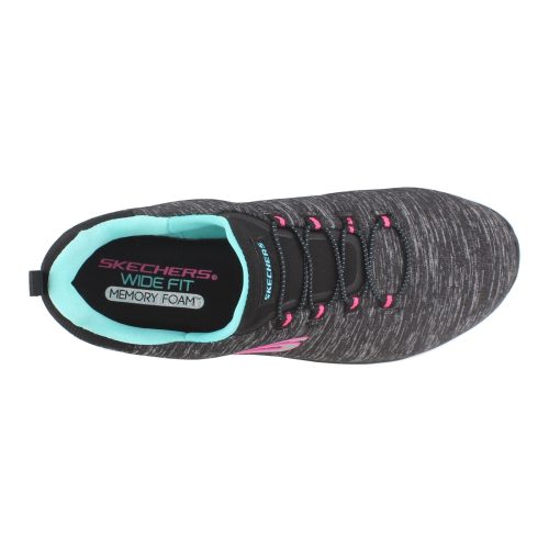 12983W BKLB Womens Skechers Summits Quick Getaway Wide Width Black Blue 5