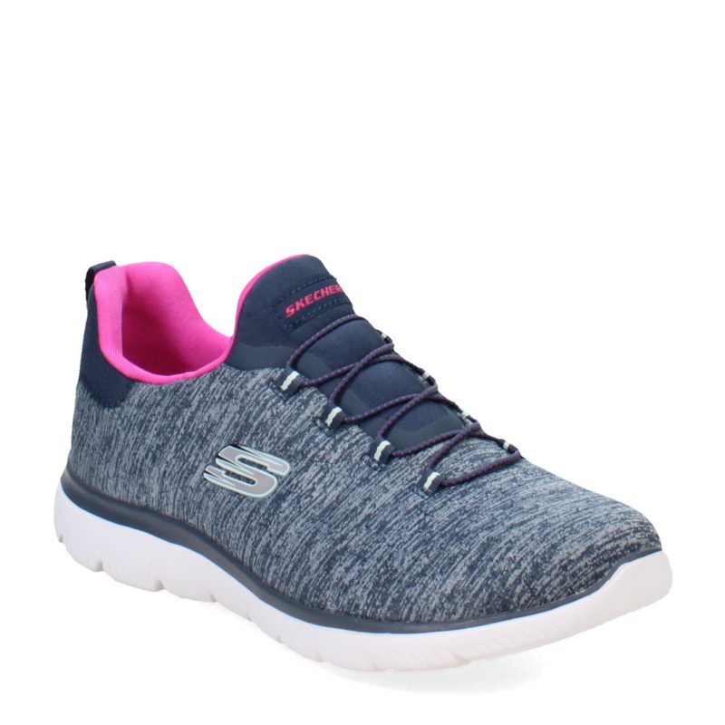 12983W NVHP Womens Skechers Summits Quick Getaway Wide Width Grey Navy Pink