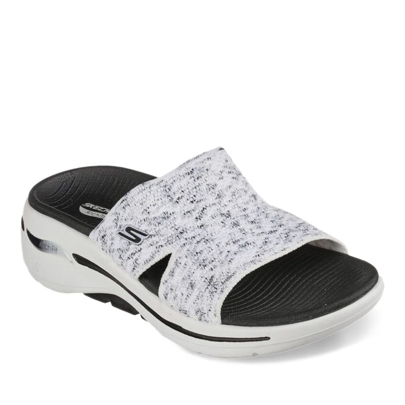 140249 WBK Womens Skechers Go Walk Arch Fit Sweet Bliss Sandal White Black