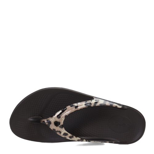 1403 BLKCHEETAH Womens Oofos O Olala Sandal Cheetah 5