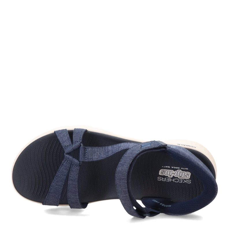 141481 NVY Womens Skechers Slip Ins Go Walk Flex Illuminate Sandal Navy 5