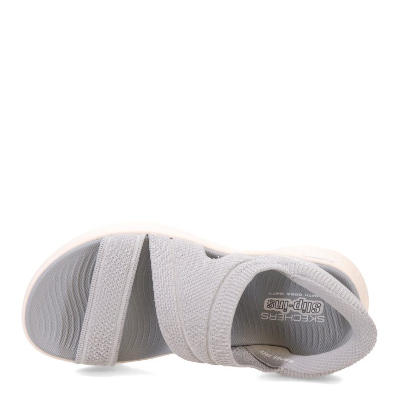 141482 GRY Womens Skechers Slip Ins Go Walk Flex Sandal Enticing Sandal Grey 5