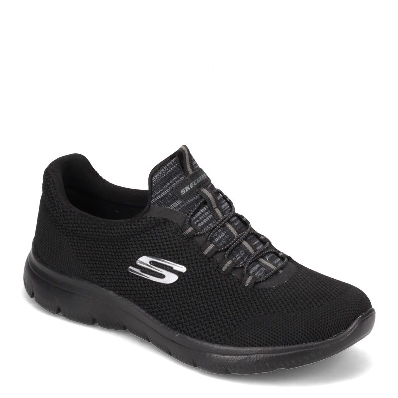 149206 W Bbk Womens Skechers Summits Cool Classic Sneaker Wide Width Black