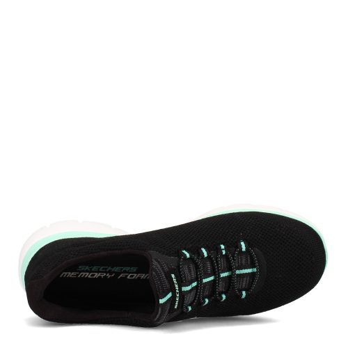 149206 W Bktq Womens Skechers Summits Cool Classic Sneaker Wide Width Black Turquoise 5