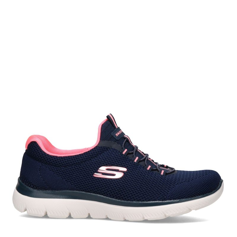 149206W NVPK Womens Skechers Summits Cool Classic Sneaker Wide Width Navy Pink 1