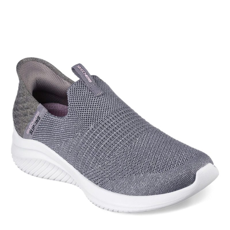 149709W GRY Womens Skechers Slip Ins Ultra Flex 30 Smooth Step Sneaker Wide Width Grey 1ad0780d a43f 4773 bd4d bf1f90d3f25a