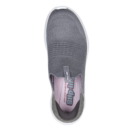 149709W GRY Womens Skechers Slip Ins Ultra Flex 30 Smooth Step Sneaker Wide Width Grey 3