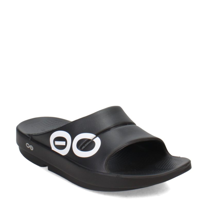 1500 BLACKWHT Womens Oofos Ooahh Slide Sandal Blackwhite